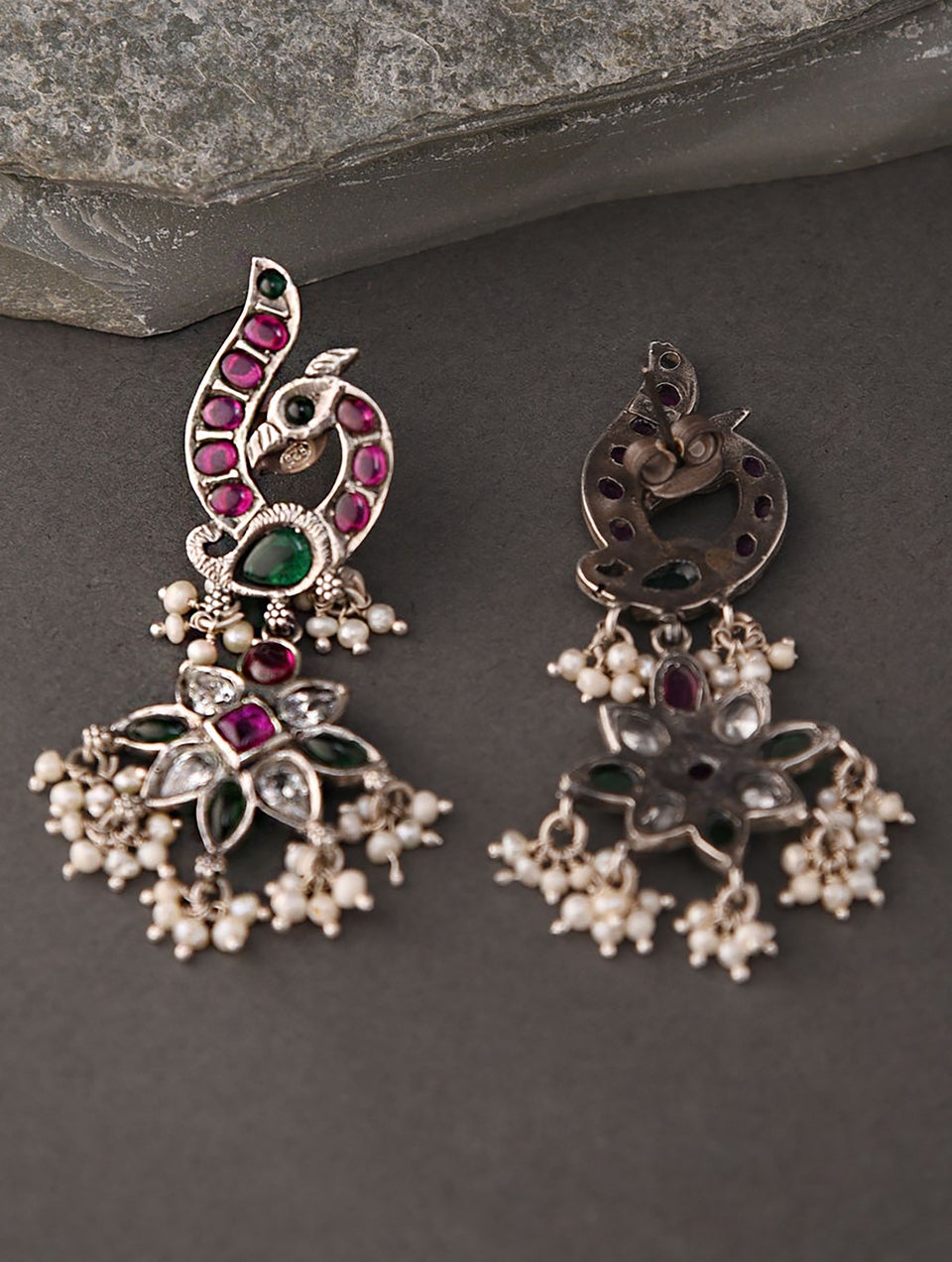 Women Silver Push Back Silver Jhumki