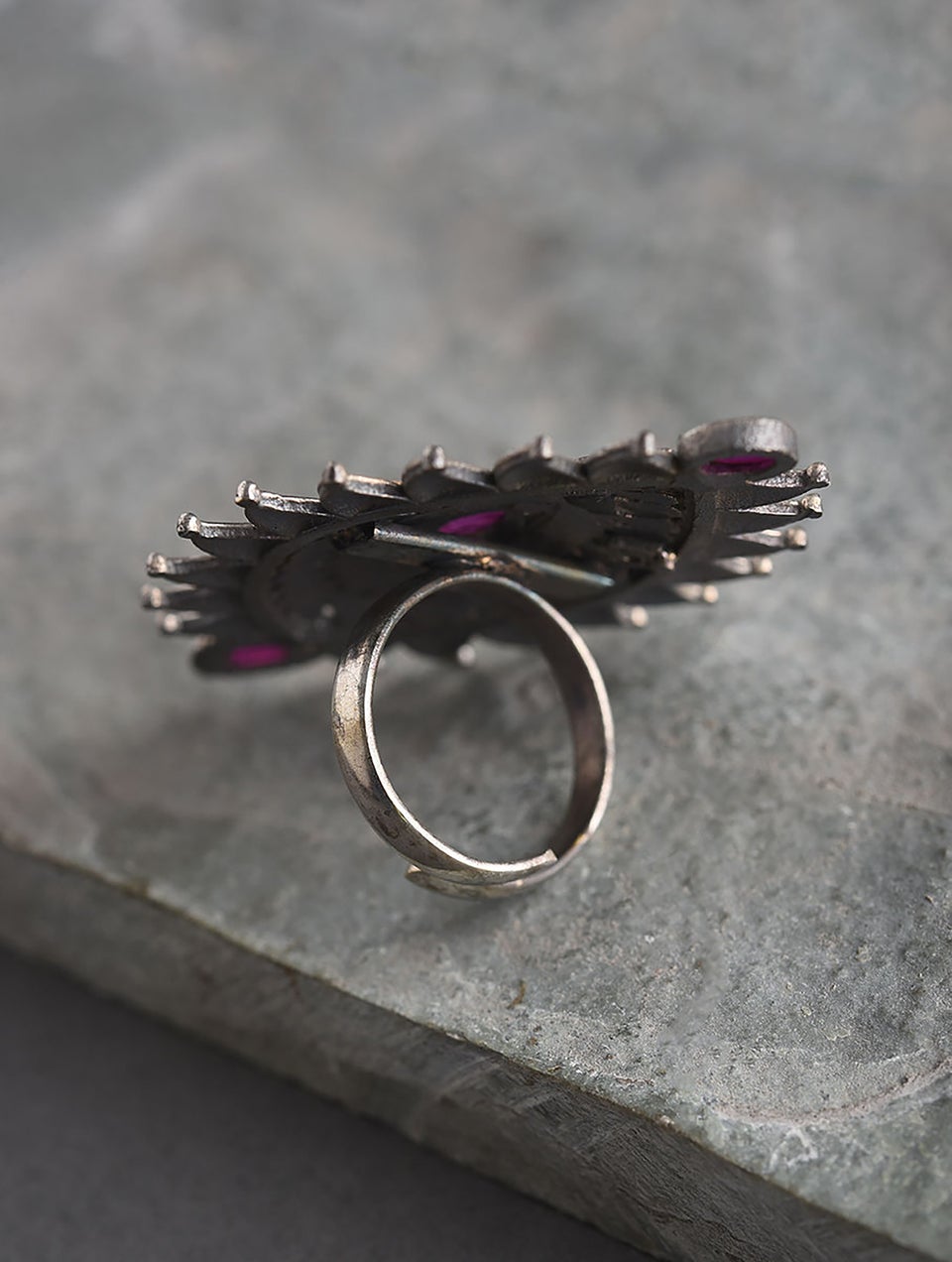 Women Antique Silver Adjustable Brass Ring