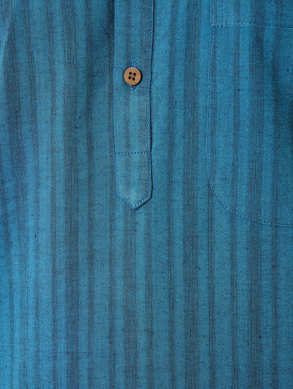 Men Teal Blue Cotton Mandarin Collar Regular Fit Kurta - 38