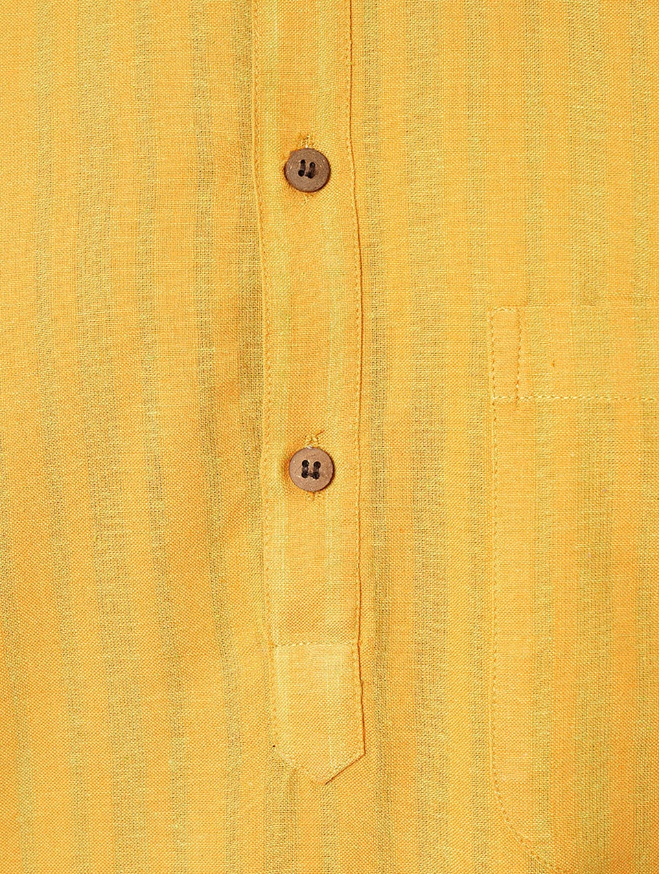 Men Mustard Yellow Cotton Shirt Collar Regular Fit Kurta - 38