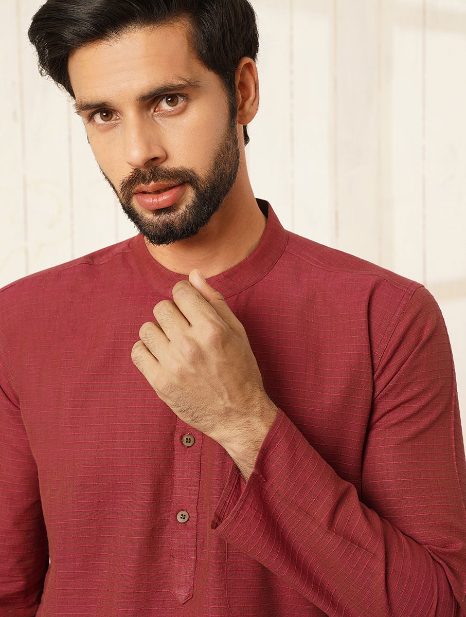 Maroon Cotton Long Kurta