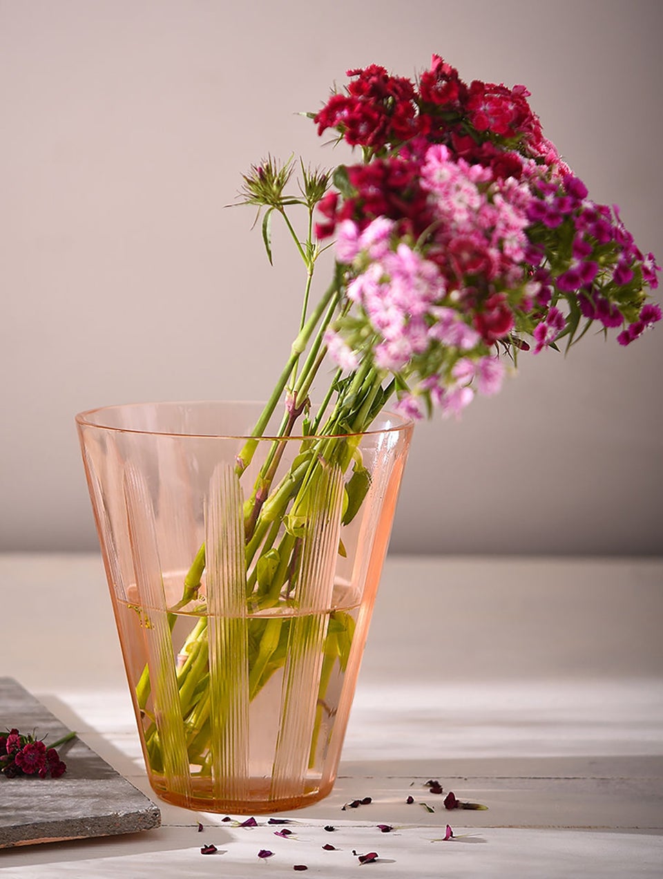 Peach Handblown Glass Vase