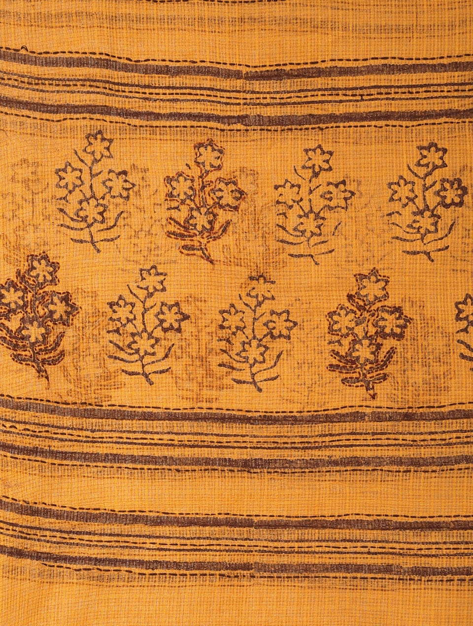 Women Orange Kota Block Print Dupatta