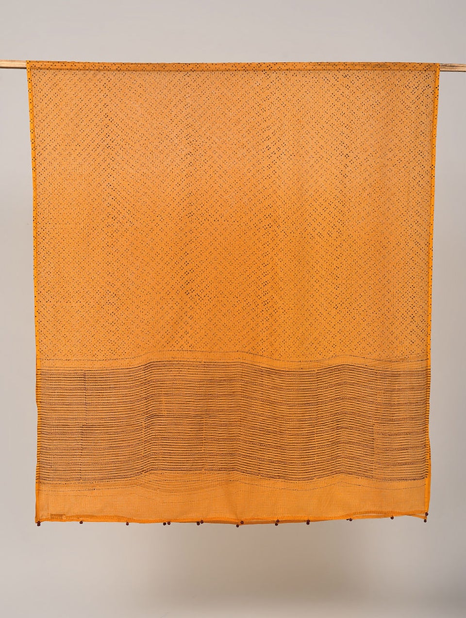 Women Orange Kota Block Print Dupatta