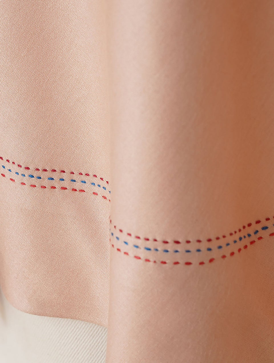 Women Nude Pink Embroidered Silk Viscose Cut Sleeve Tunic - XS