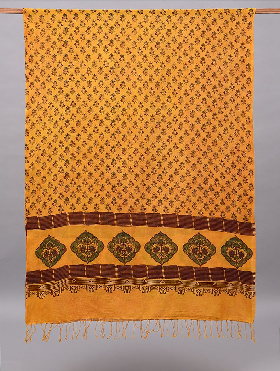 Women Yellow Ajrakh Cotton Dupatta