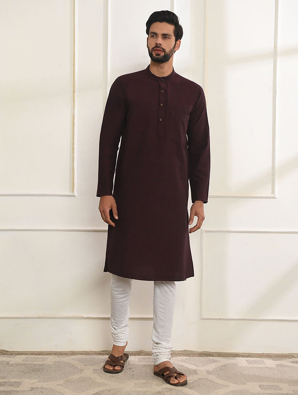 Men White Cotton Basic Full Length Churidar Jaypore US