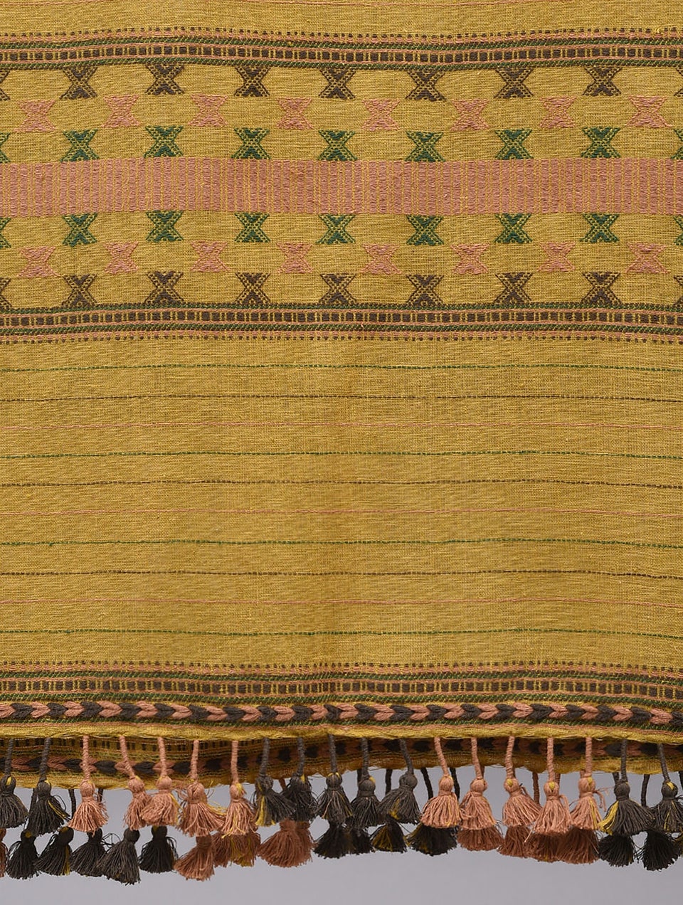 Women Yellow Bhujodi Handwoven Cotton Stole