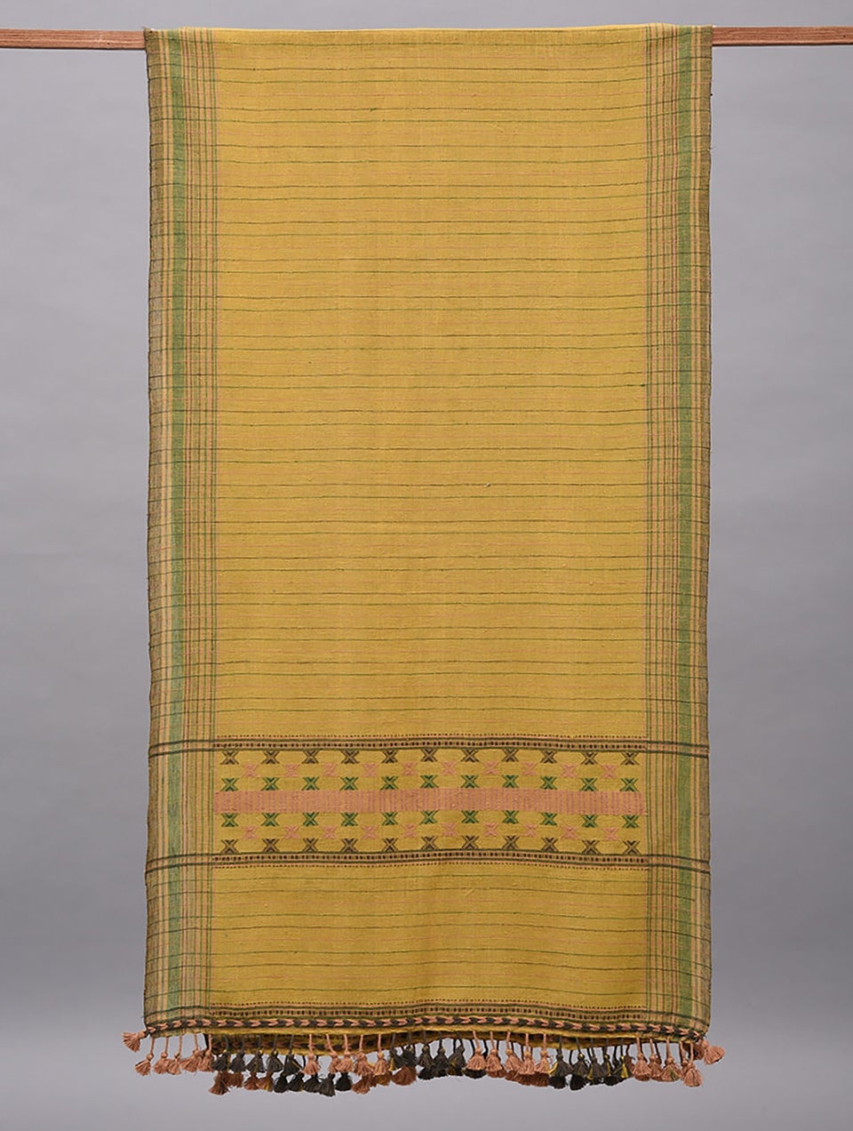 Women Yellow Bhujodi Handwoven Cotton Stole