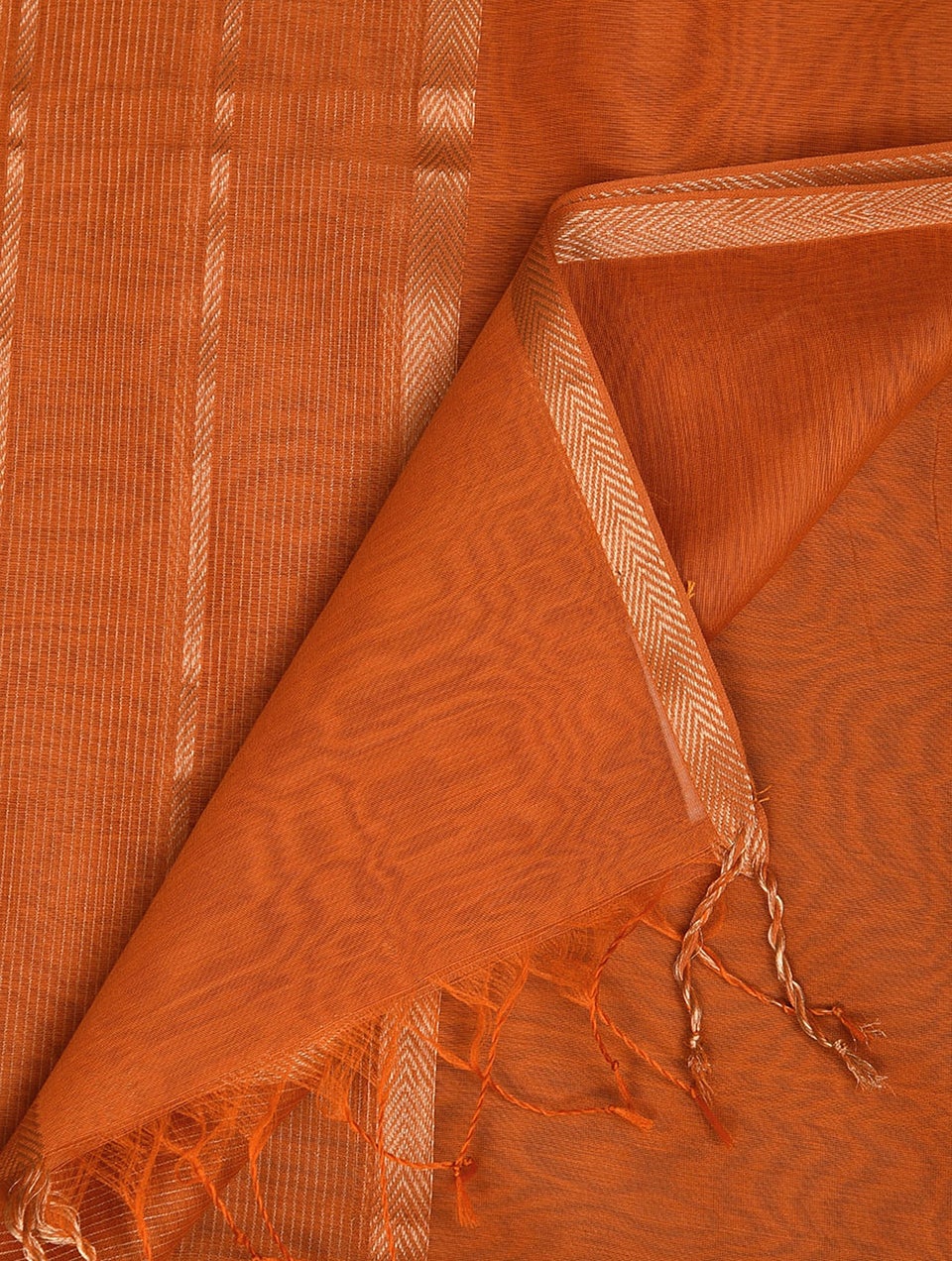 Women Orange Handwoven Silk Cotton Dupatta