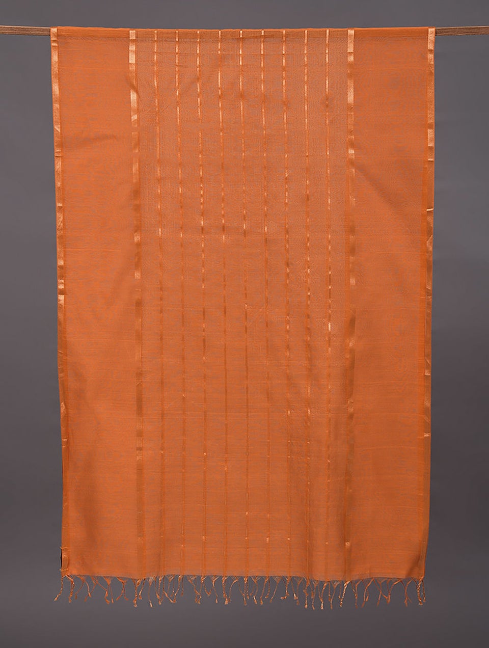 Women Orange Cotton Silk Hand Woven Dupatta