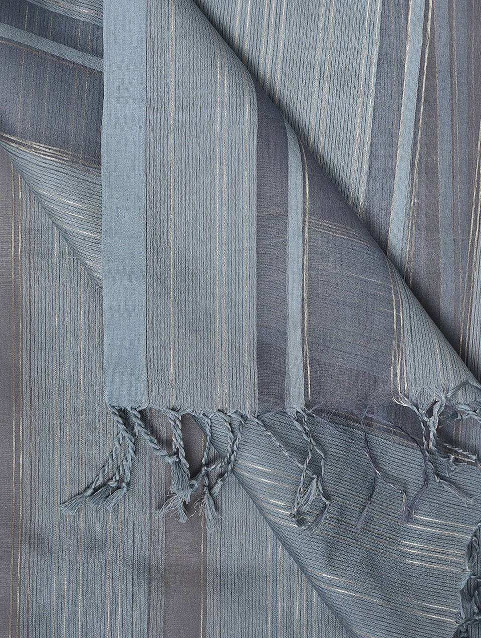 Women Grey Handwoven Silk Organza Dupatta
