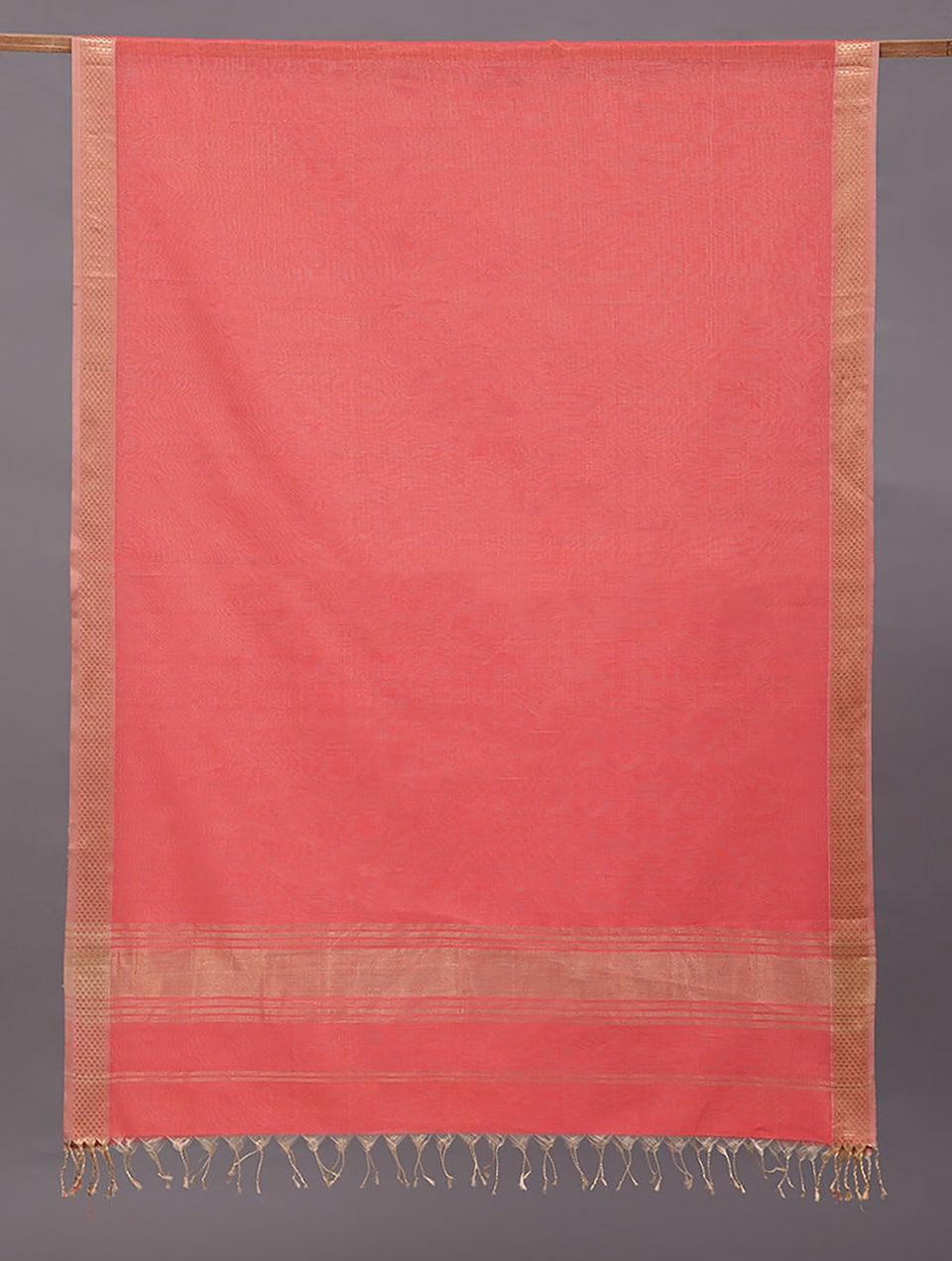 Women Pink Cotton Silk Hand Woven Dupatta