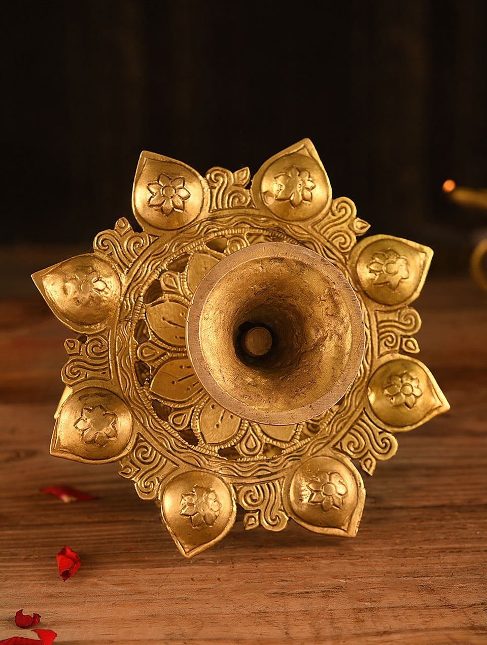 Prachi Exports Brass Handcrafted Peacock Diya Stand