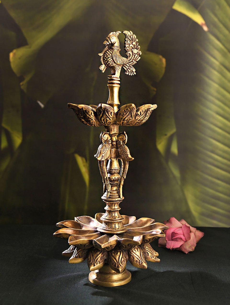 Prachi Exports Brass Handcrafted Peacock Oil Lamp