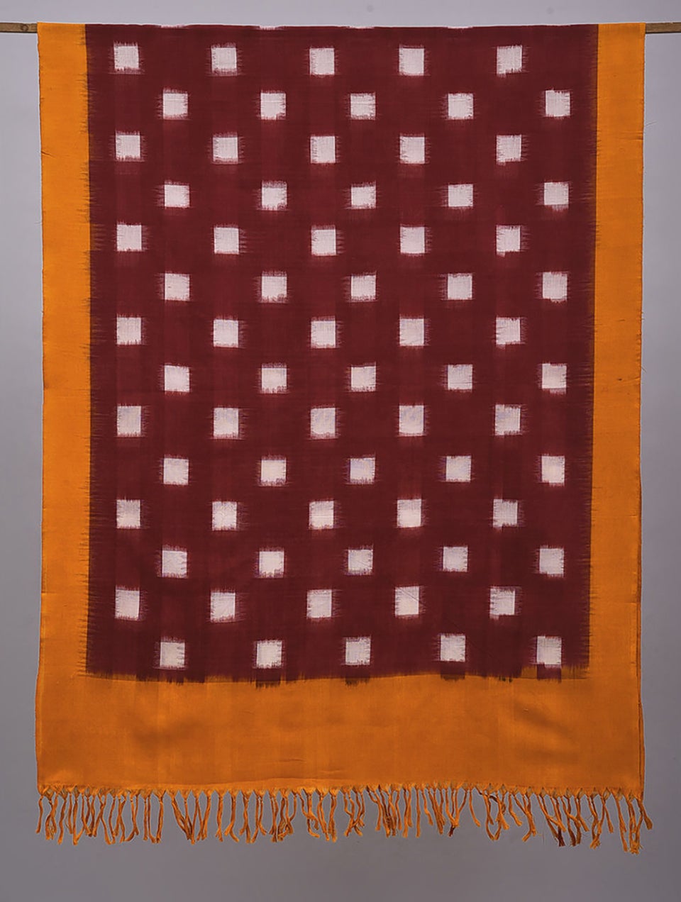 Women Red Handloom Ikat Cotton Dupatta