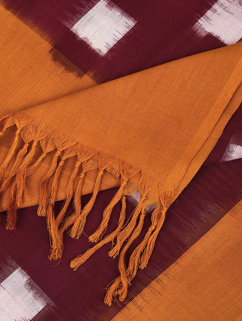 Women Red Handloom Ikat Cotton Dupatta