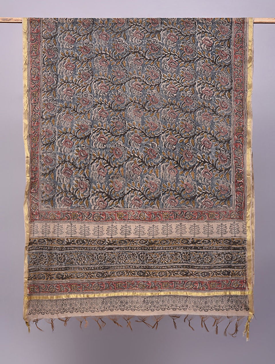 Women Multicolour Cotton Silk Kalamkari Dupatta