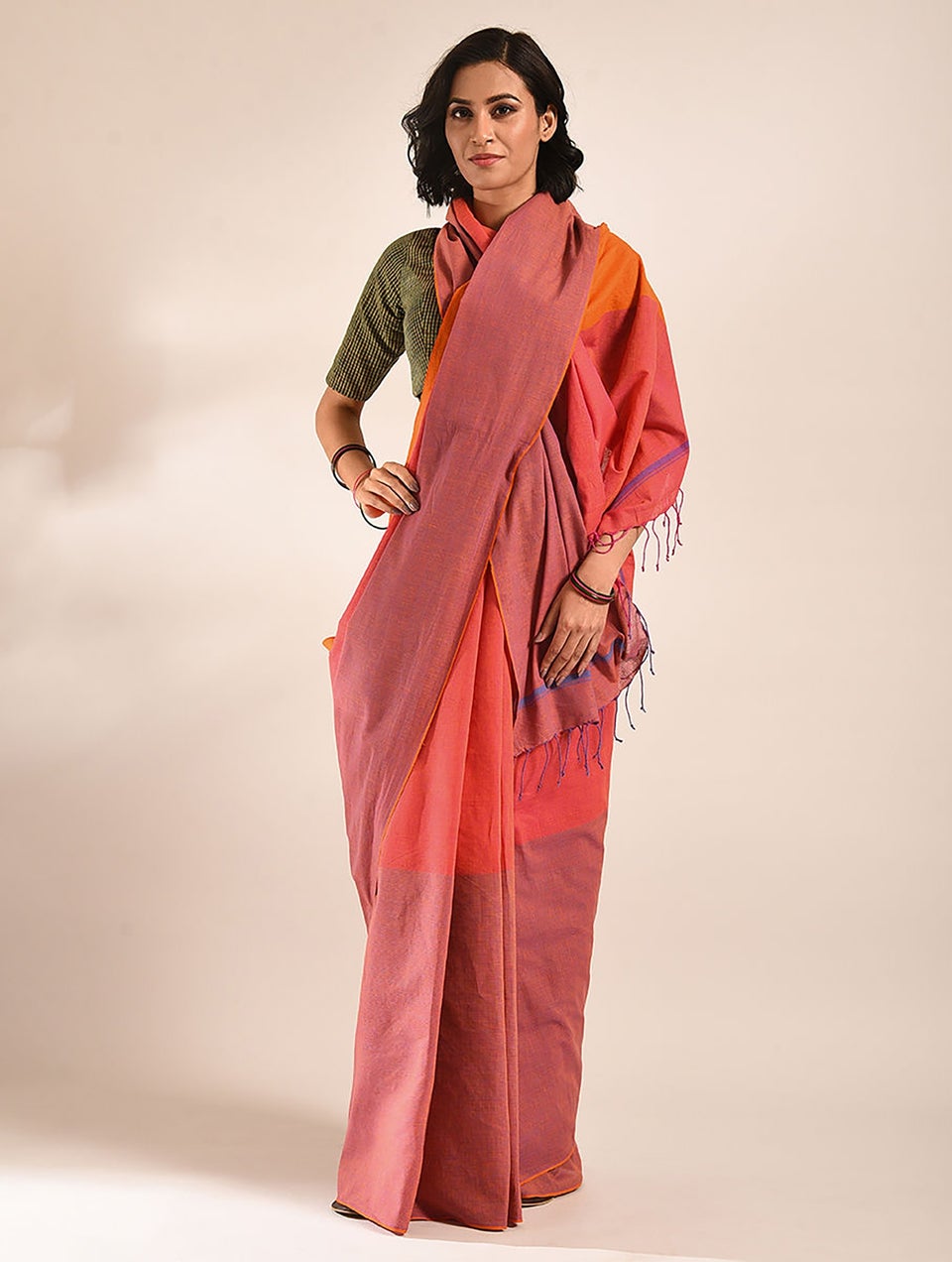 Women Red Handwoven Cotton Saree