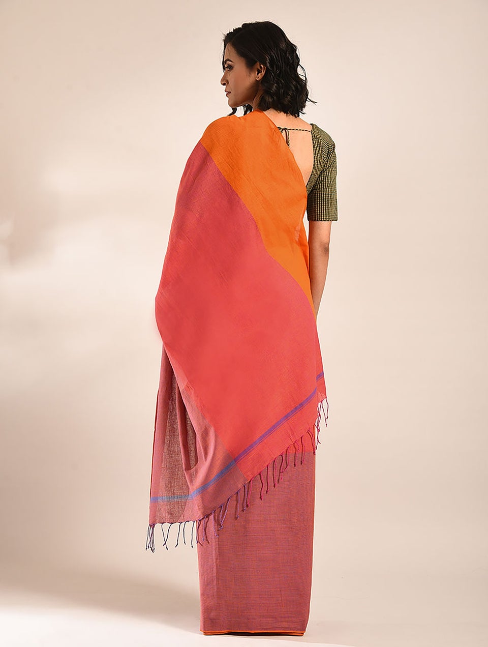 Women Red Handwoven Cotton Saree