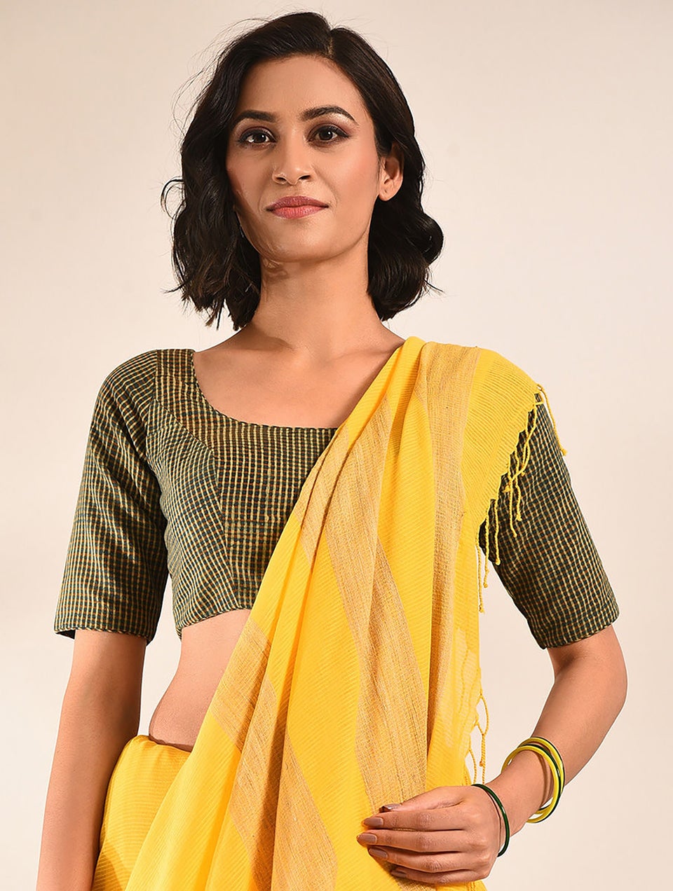 Women Yellow Handwoven Silk Cotton Saree