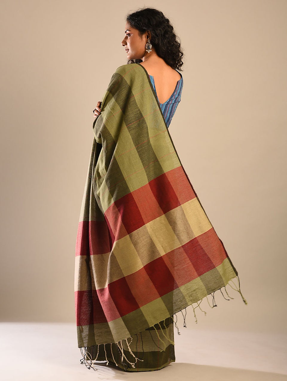 Women Green Handwoven Cotton Saree