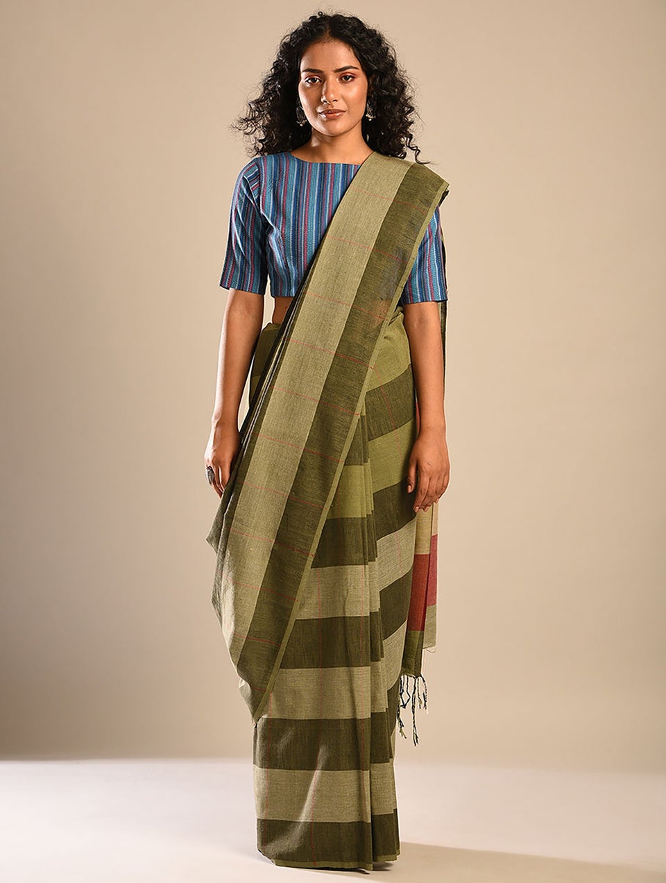Women Green Handwoven Cotton Saree