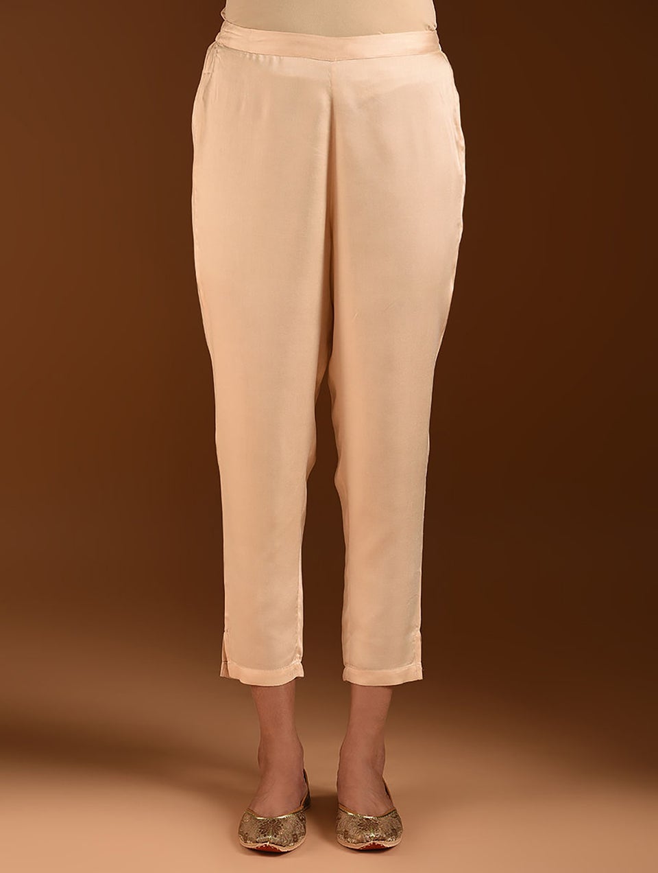 Ivory Elasticated Waist Modal Pants - XS