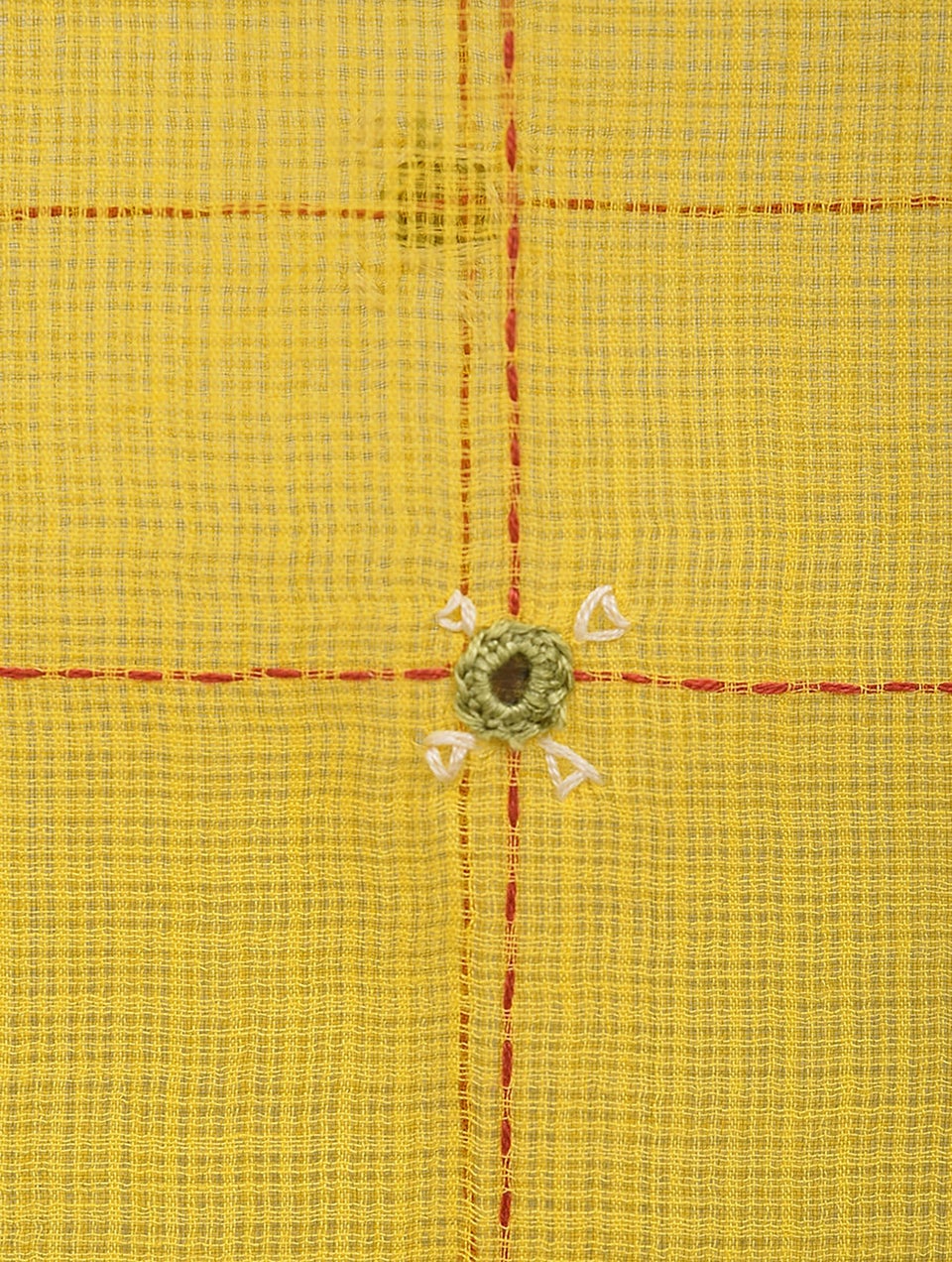 Women Yellow Hand Embroidered Kota Dupatta
