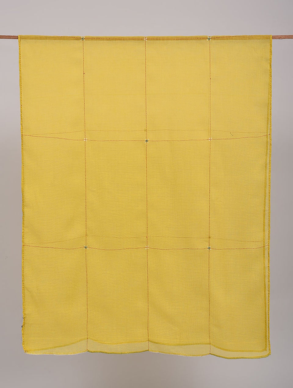 Women Yellow Hand Embroidered Kota Dupatta
