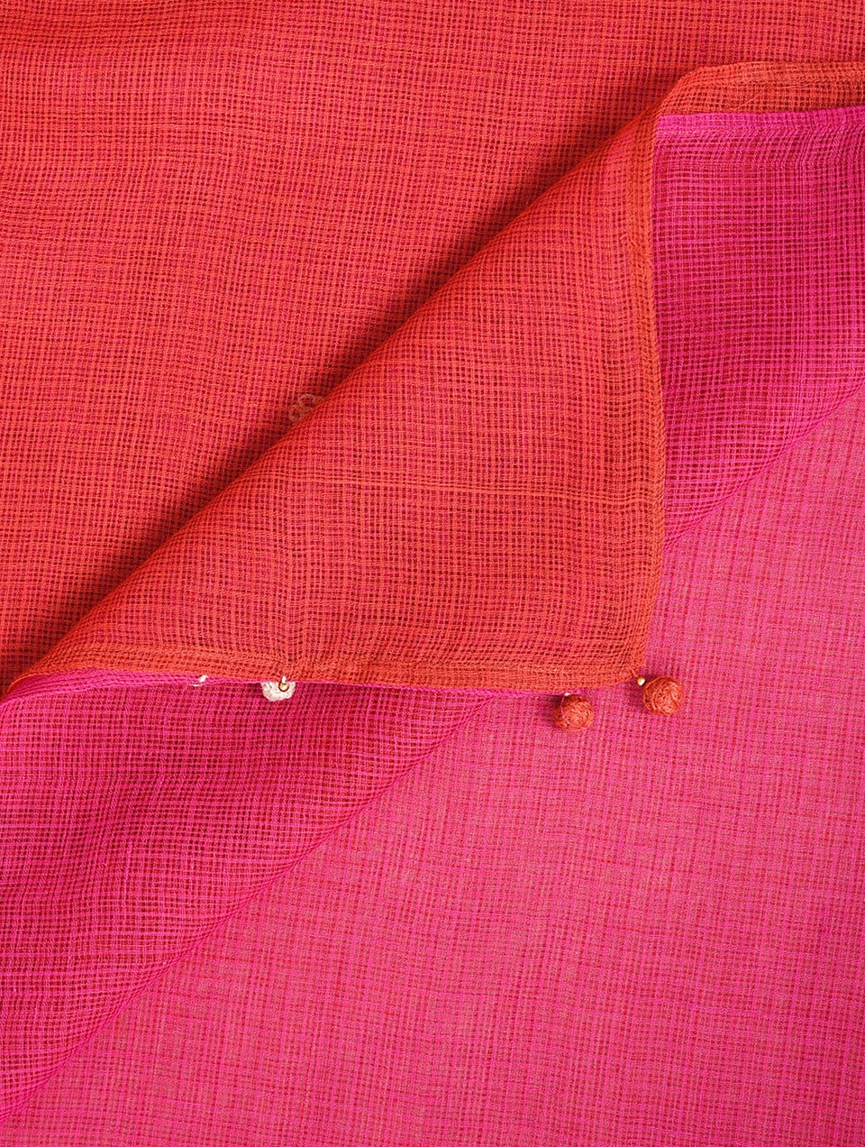 Women Pink Hand Embroidered Kota Dupatta