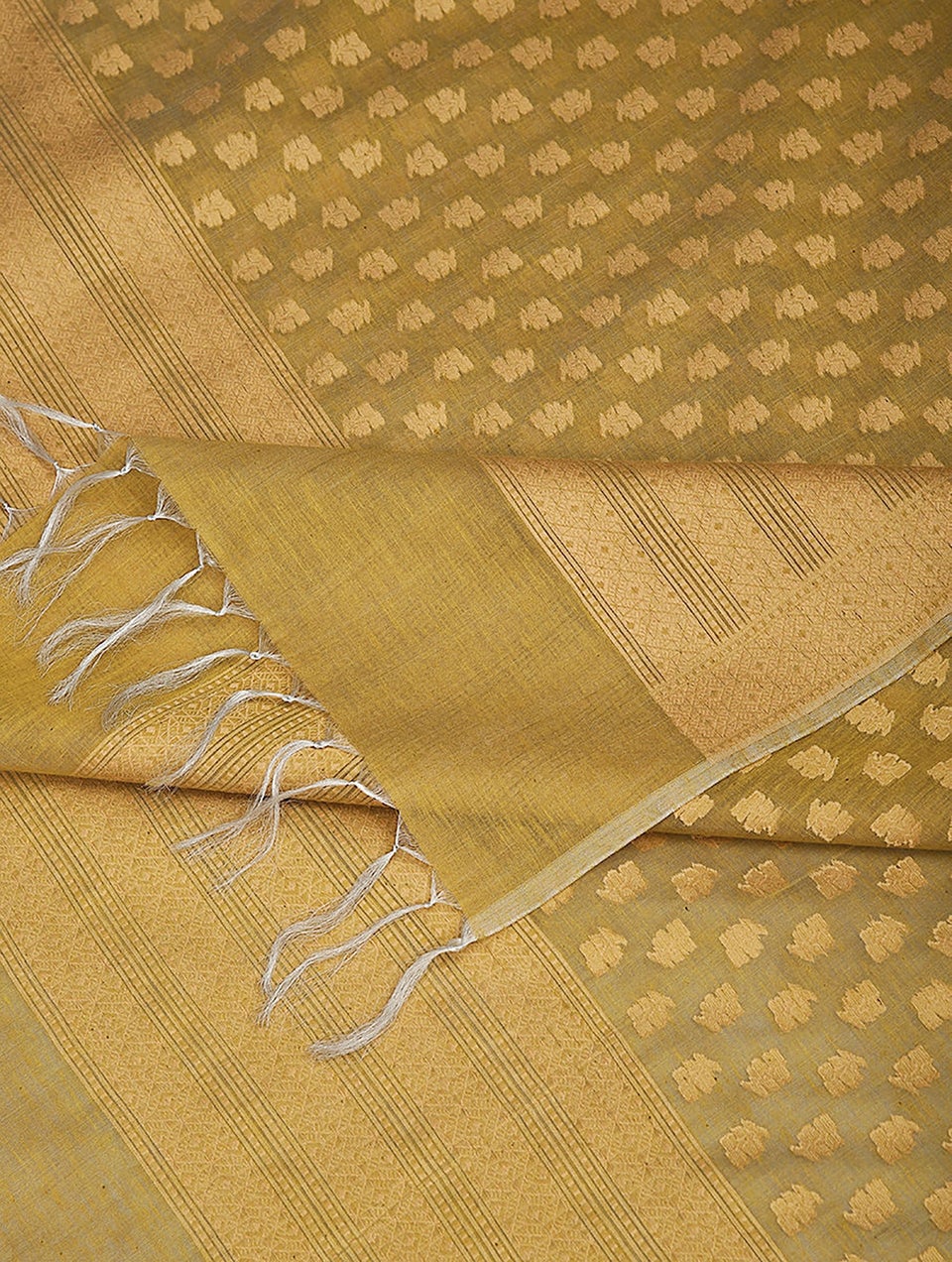 Women Green Benarasi Cotton Dupatta