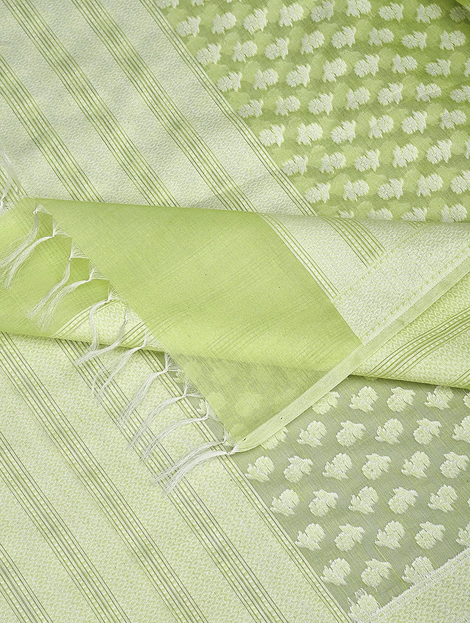 Women Green Benarasi Cotton Dupatta