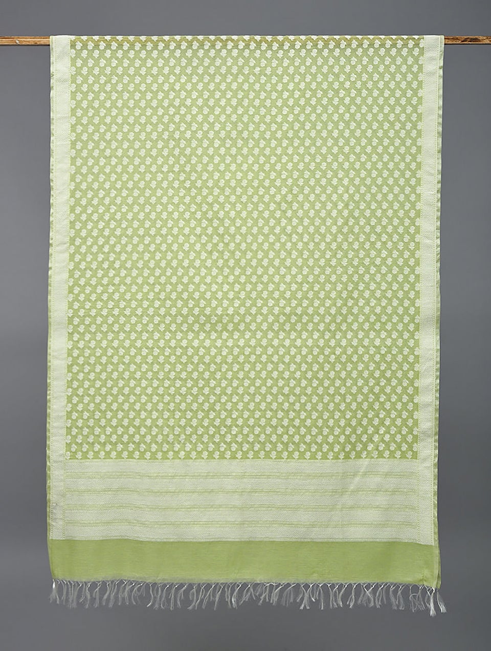 Women Green Benarasi Cotton Dupatta