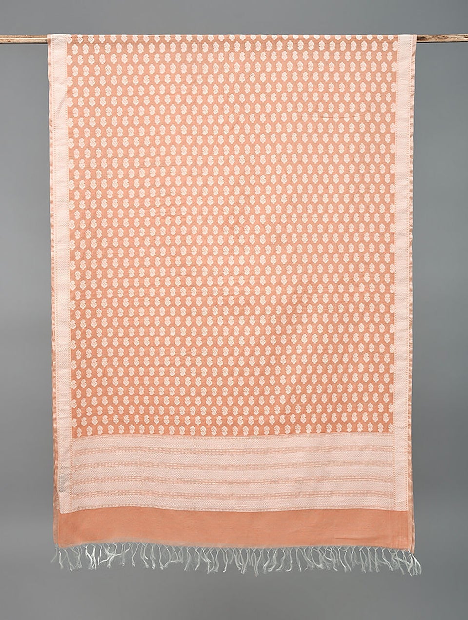 Women Orange Benarasi Cotton Dupatta