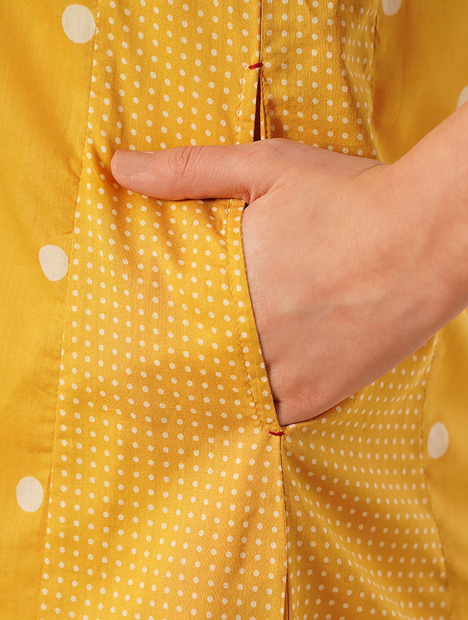 Women Mustard Discharge Print Cotton Kurta Jaypore US