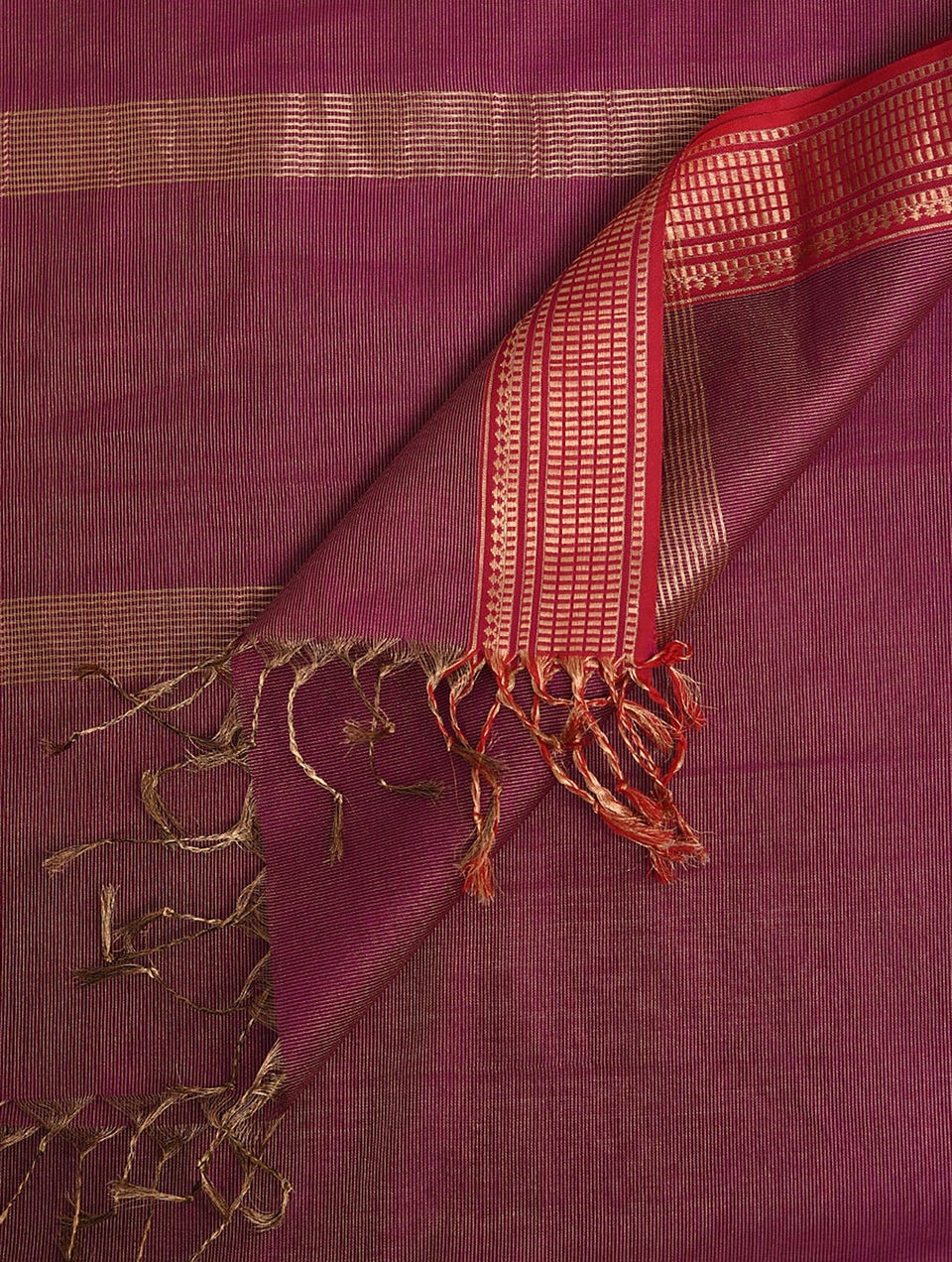 Women Purple Cotton Silk Maheshwari Dupatta