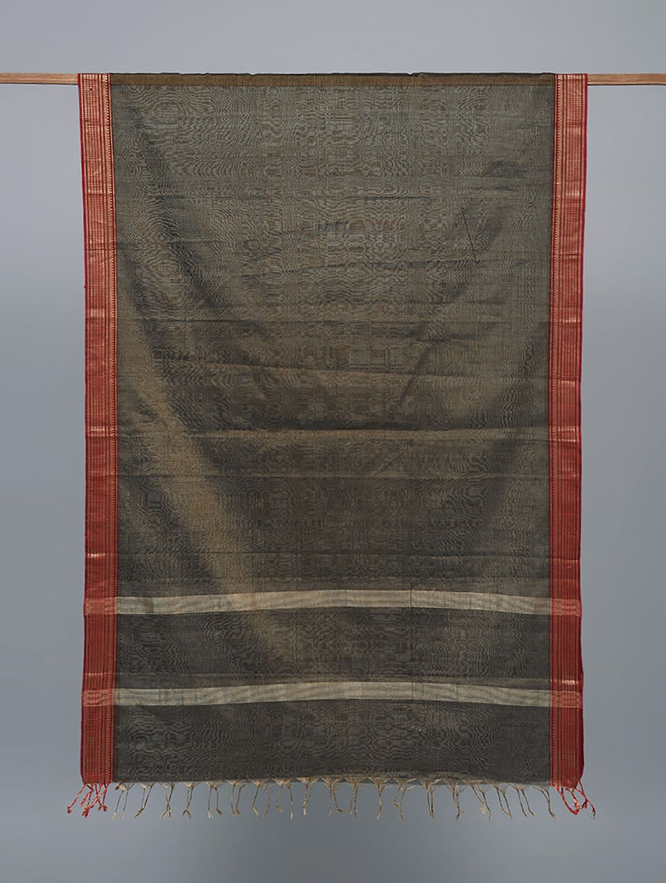 Women Black Handloom Silk Cotton Dupatta