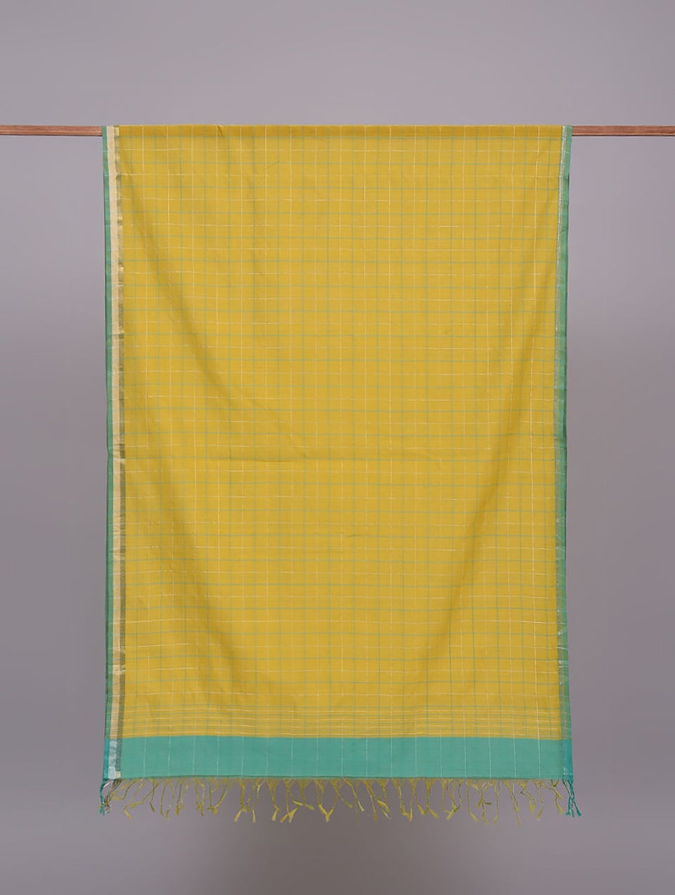 Women Yellow Cotton Silk Maheshwari Dupatta