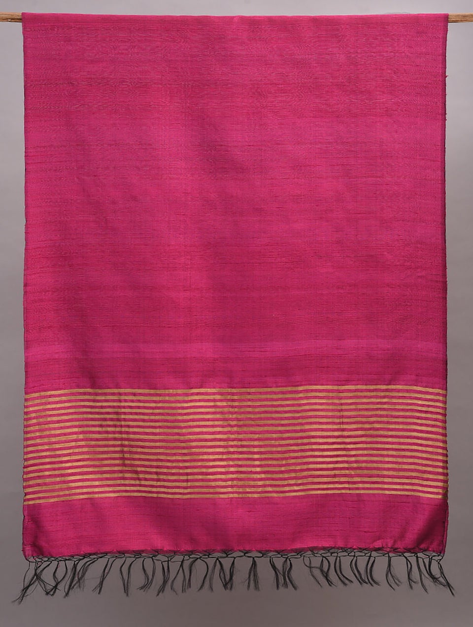 Women Pink Handloom Mulberry Dupion Silk Dupatta