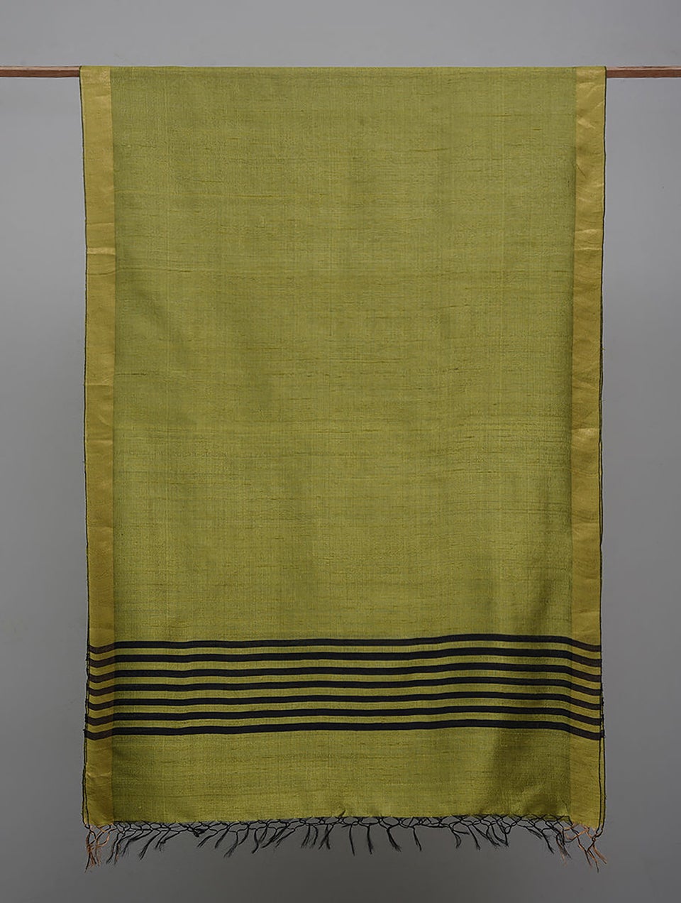 Women Green Silk Hand Woven Dupatta