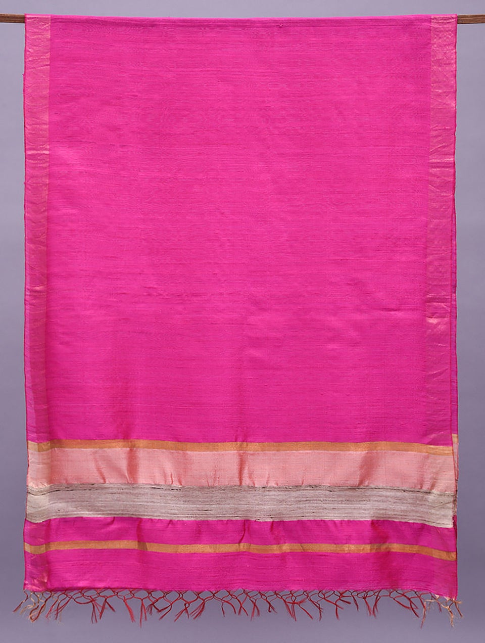 Women Pink Handloom Mulberry Silk Dupatta