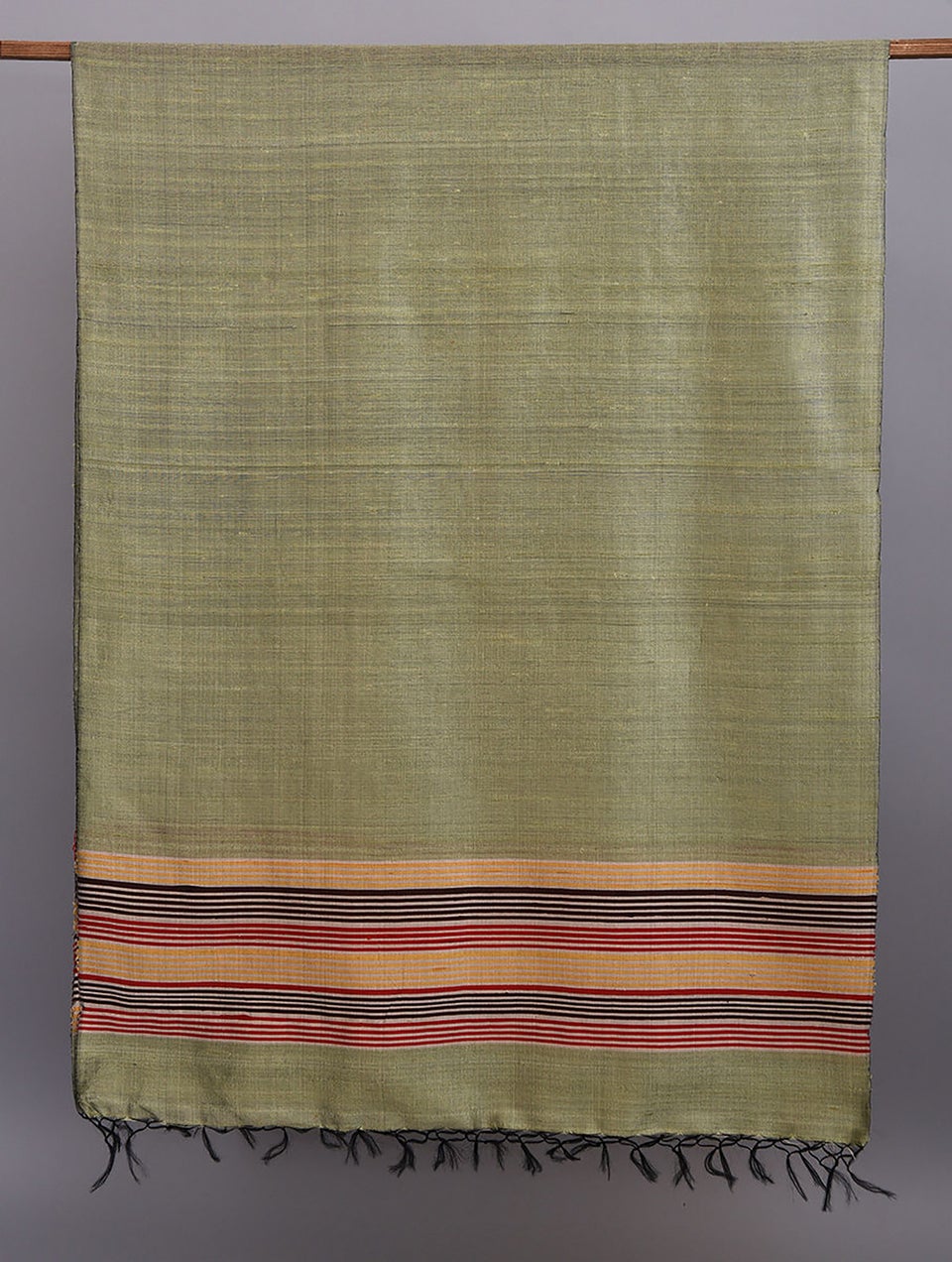 Women Green Silk Hand Woven Dupatta