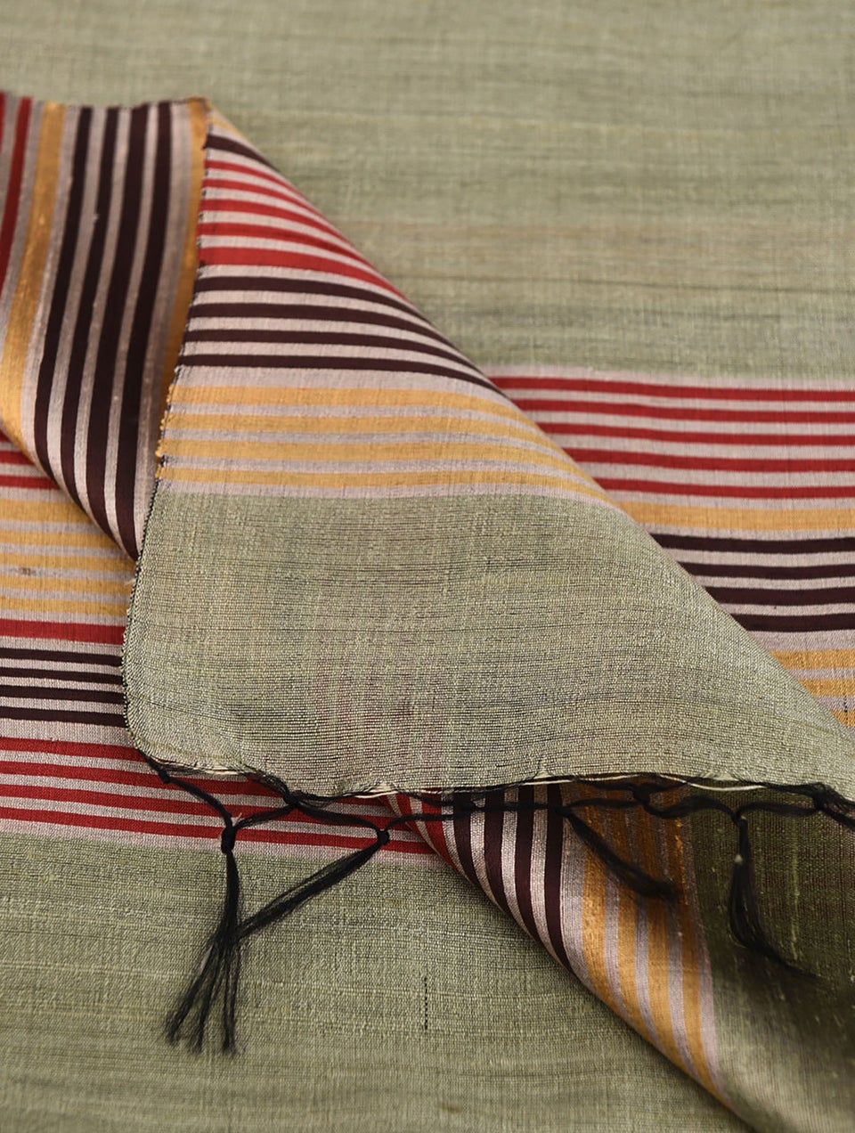 Women Green Silk Hand Woven Dupatta