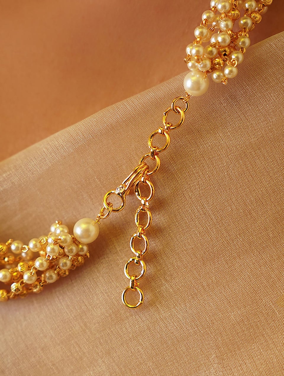 White Gold Tone Beaded Necklace