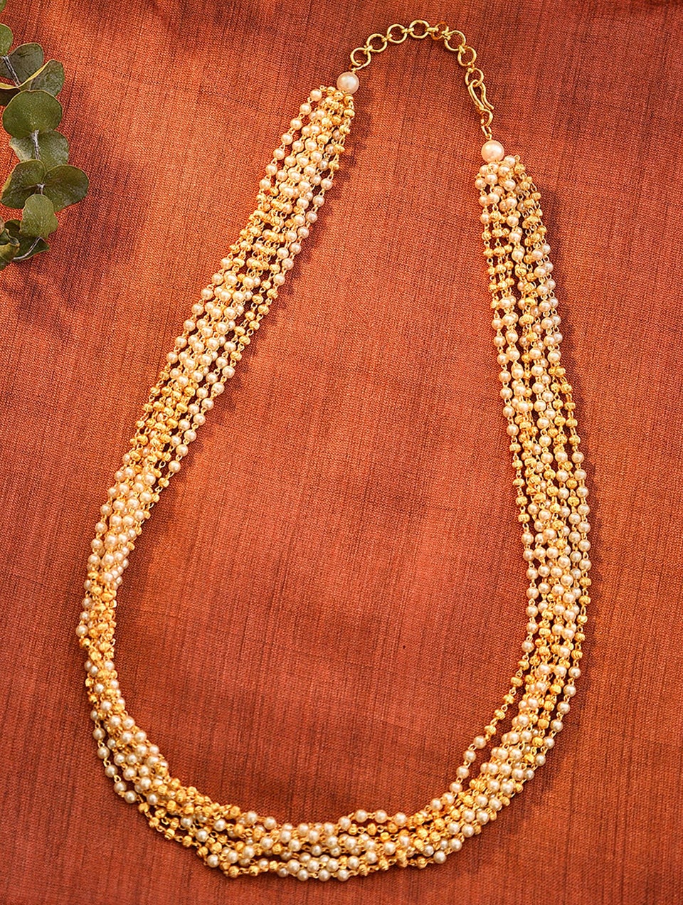White Gold Tone Beaded Necklace