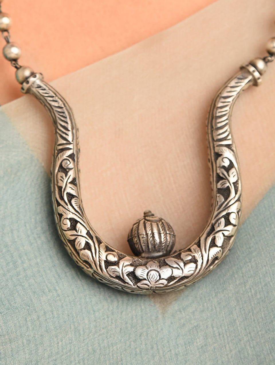 Women Tribal Silver Chitai Necklace