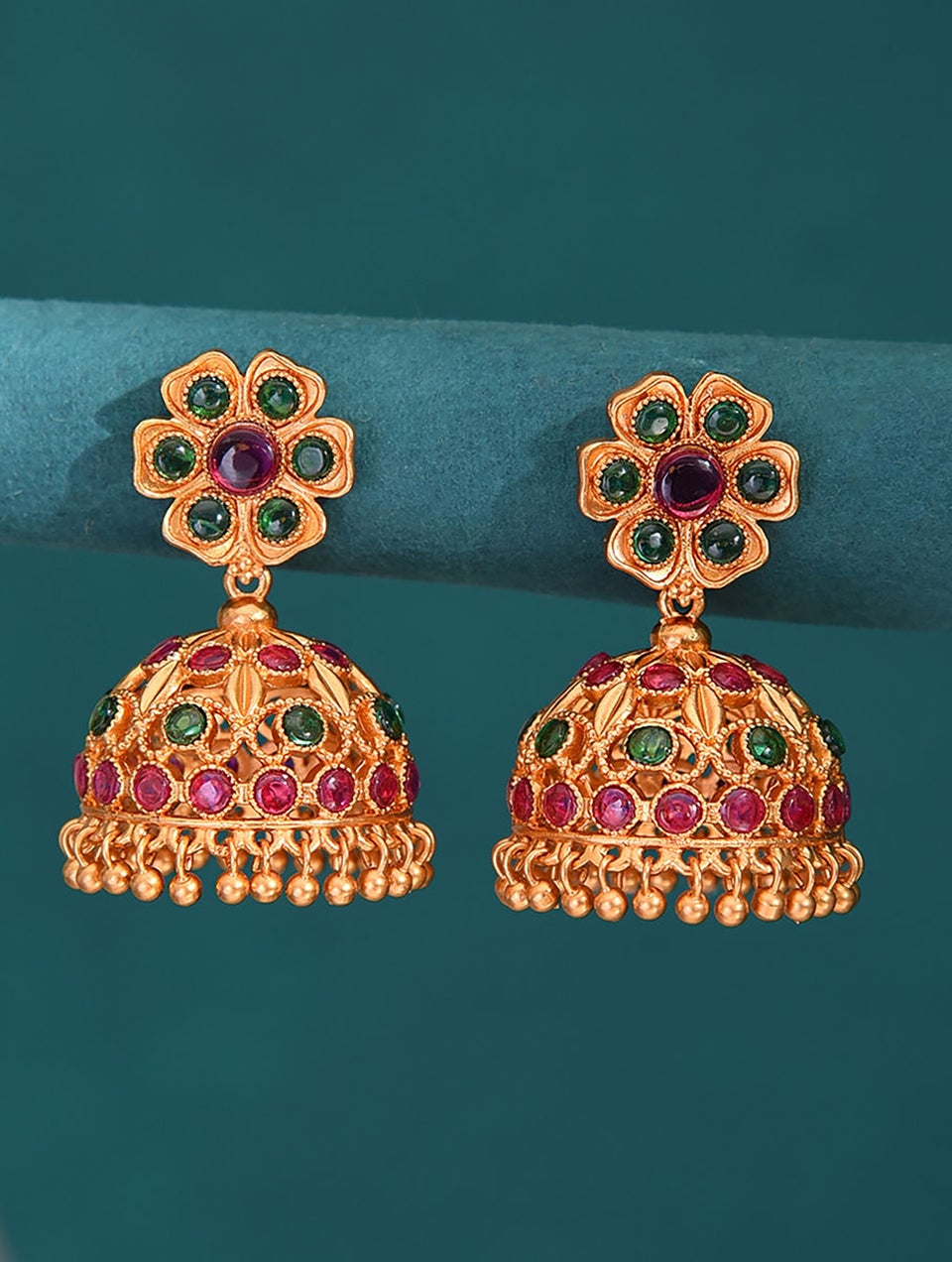 Women Gold Push Back Brass Jhumki