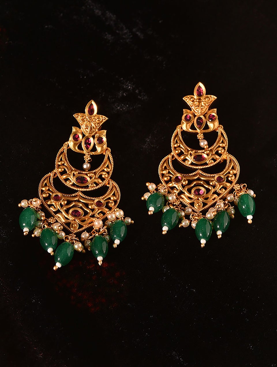 Women Gold Push Back Brass Danglers