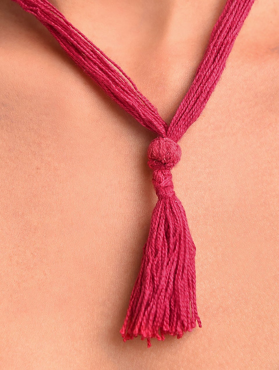 Red Silver Tone Tribal Necklace